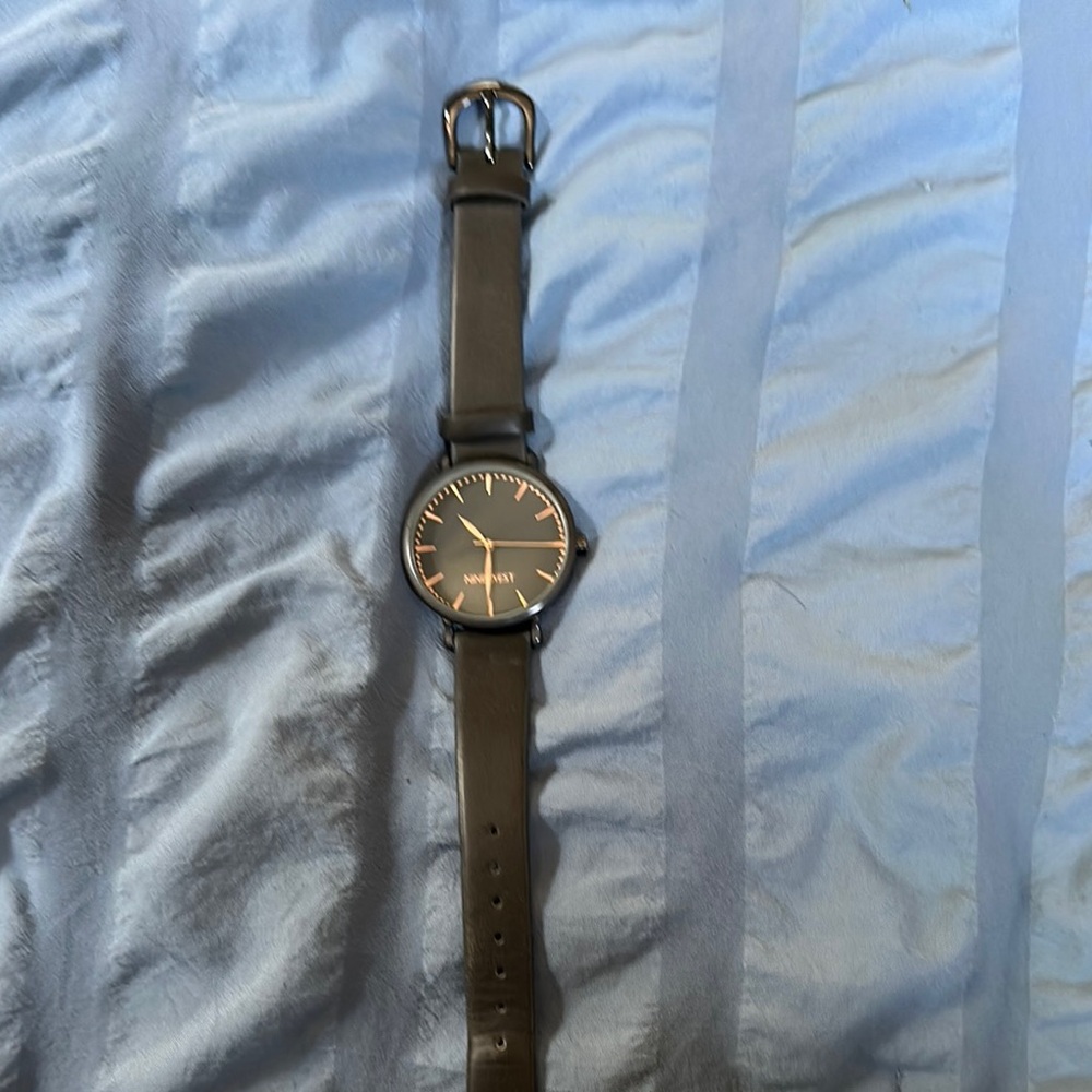 Nine West Black Leather Strap Watch